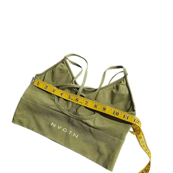 NVGTN Womens Strappy Padded Sports Bra, Crop Tank, Green, Size M - Picture 5 of 6
